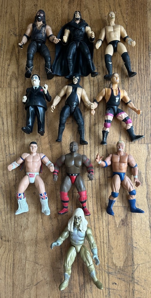 Jakks WWF WWE WCW Wrestling Action Figure Lot Austin Undertaker NWO Goldberg BCA