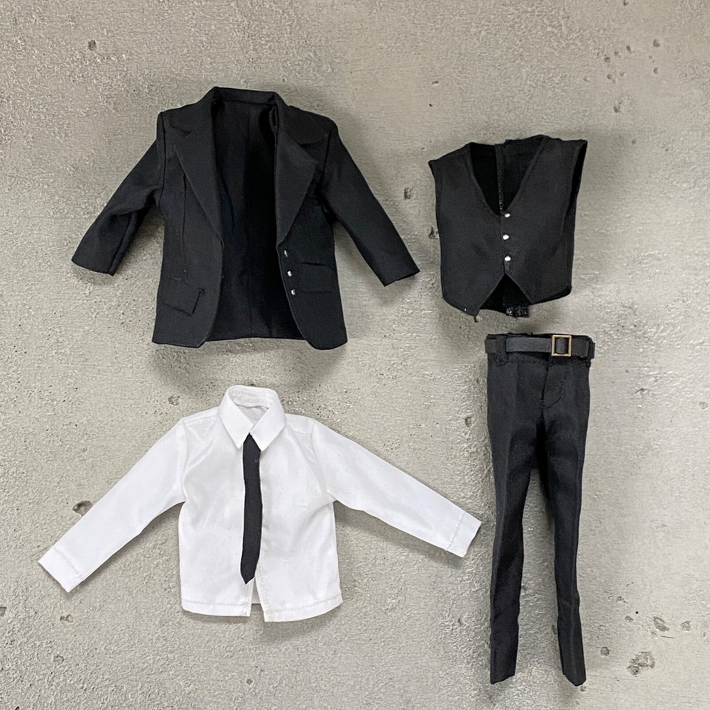 PB-CASSUP-BLK: 1/12 Black Business Suit for 6″ muscular body