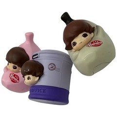 Banana Boy Bottle and Post Office Bin Miniature Figure Set of 3 Used