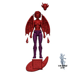 Vitruvian H.A.C.K.S. Fantasy Character Blanks Hellfire Red Female Demon 1:18