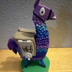 Fortnite Loot Llama Figure Plastic Purple Blue Green Gray w/ Display Stand