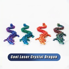 3D Printed Crystal Articulated Dragon Home Office Desktop Fish Tank Fidget Toys