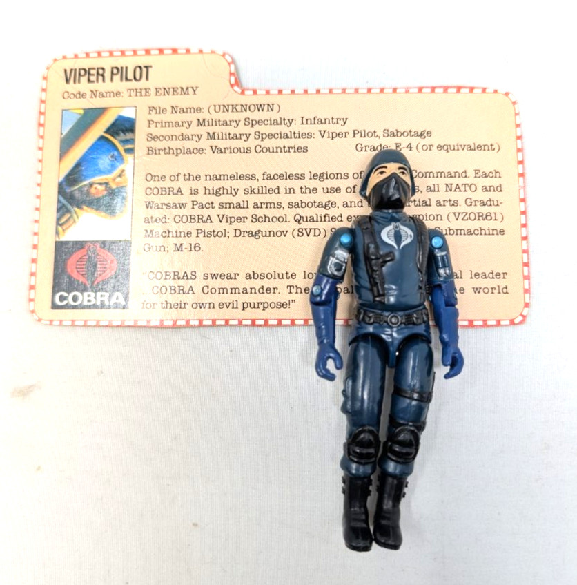 GI JOE ARAH Cobra Viper Pilot Figure 1983 Complete with File Card Vintage G.I.