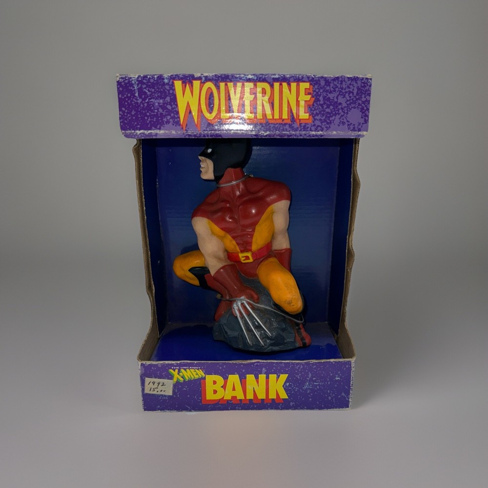 Vintage 1992 Marvel X-Men Uncanny Wolverine Coin Bank Piggy Bank RARE COLOR
