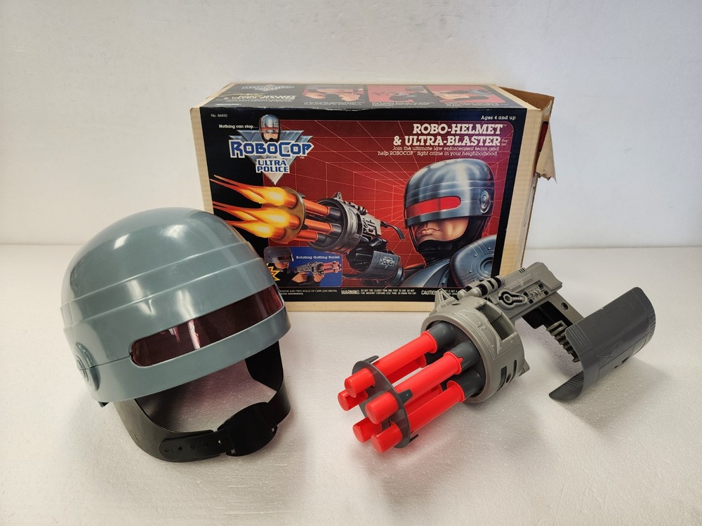 Kenner 1988 RoboCop Ultra Police Robo-Helmet & Ultra-Blaster Open Box w/Caps HP1