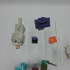Minecraft Lot Figures Key Chain Mini Figs & Wolves Zombie Steve GUC