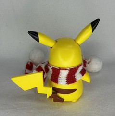 Pokemon Holiday Pikachu Figure 3″ Christmas Toy Red White Knit Scarf Jazwares