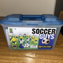 Kaskey Kids Soccer Guys Complete Set Two Teams 23 Figures New pieces Broken Lid