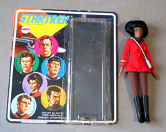 1974- MEGO- ACTION FIGURE- STAR TREK- LT UHURA-ON CARD-8″ VINTAGE TV MOVIE TOY