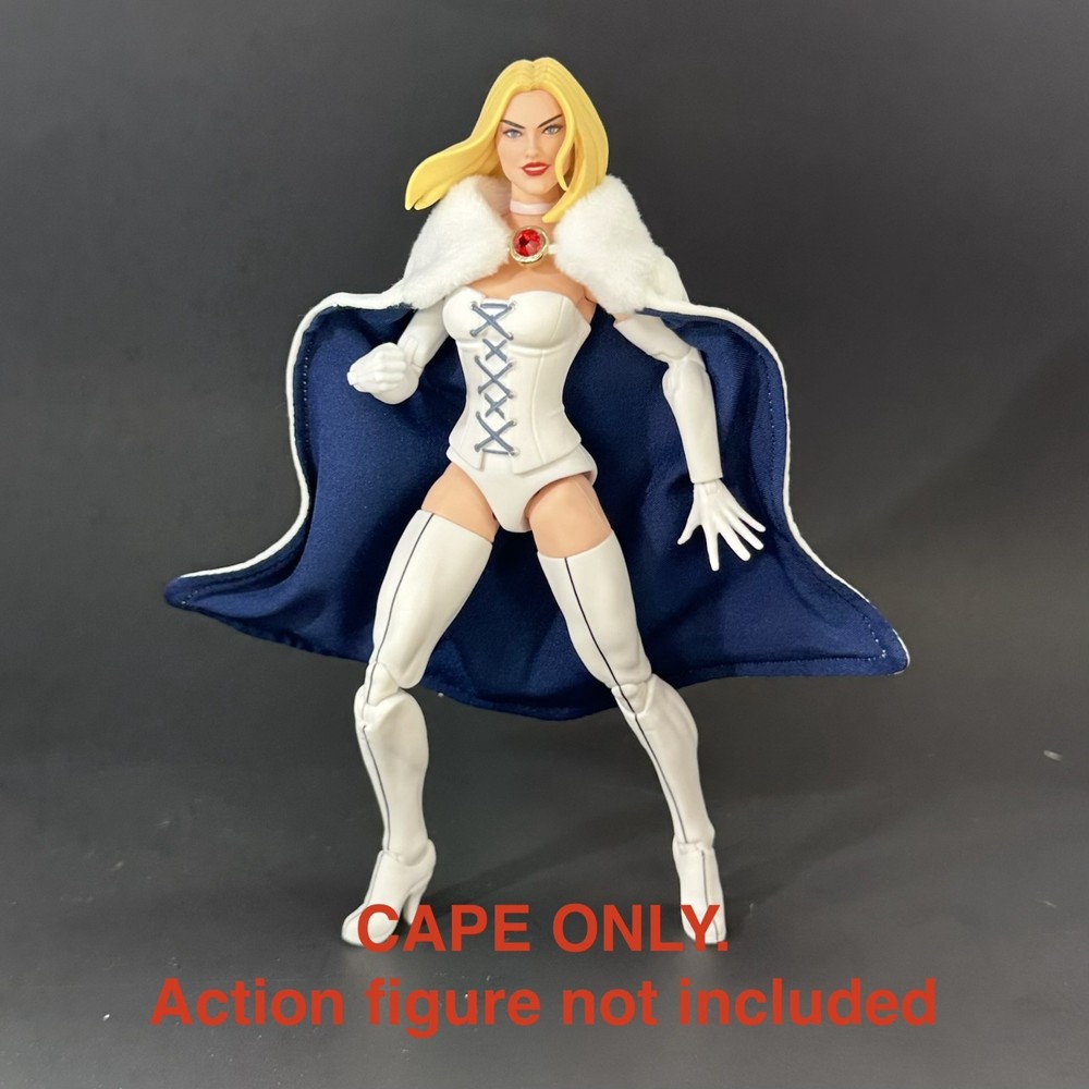 White Wired Cape W/ Fur Marvel Legends Emma Frost 6” Action Figure Custom X-men