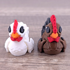 Mini Rooster Chicken Pair 3D Printed Flexi Fidget Desk Pets Farm Animal Toy Set