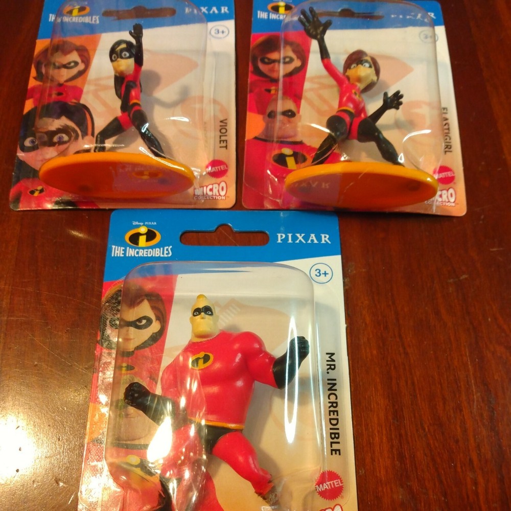 Lot 3 The Incredibles micro collection Elastigirl violet Toy Figure Cake Topper