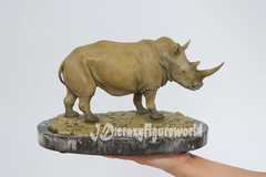 MEMORY MUSEUM 1/15 Africa White Rhinoceros Statue GK Painted Animal Model Decor