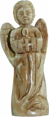 Small Praying Angel with Cross – carved in olive wood ( 12 cm or 5 Inches )