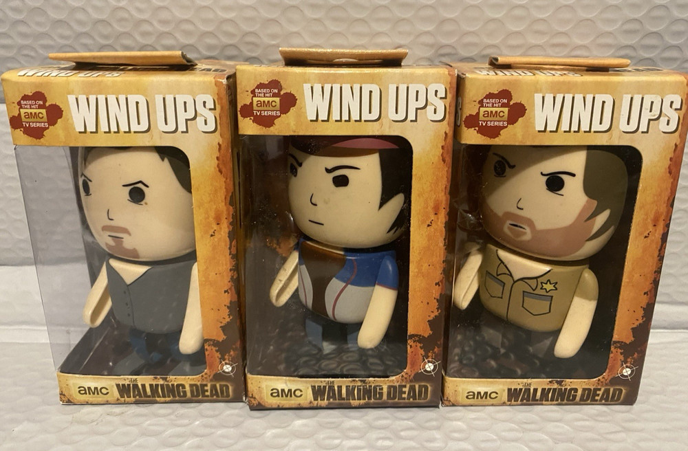 The Walking Dead Wind Ups Lot of 3 Rick, Daryl, Glenn, AMC New Bulls I Toys