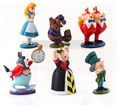 ALICE IN WONDERLAND FIGURES SET-6 PIECES-UNBRANDED-PVC-NEXT DAY FREE SHIPPING