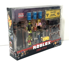 ROBLOX ZOMBIE ATTACK PLAY SET 20 PCS 4 FIGURES + EXCLUSIVE VIRTUAL ITEM JAZWARES
