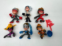 LOT of 6 Ninja Kidz Action Figures Mini 2″-3″ Cartoon Tv Show Toys + Accessories