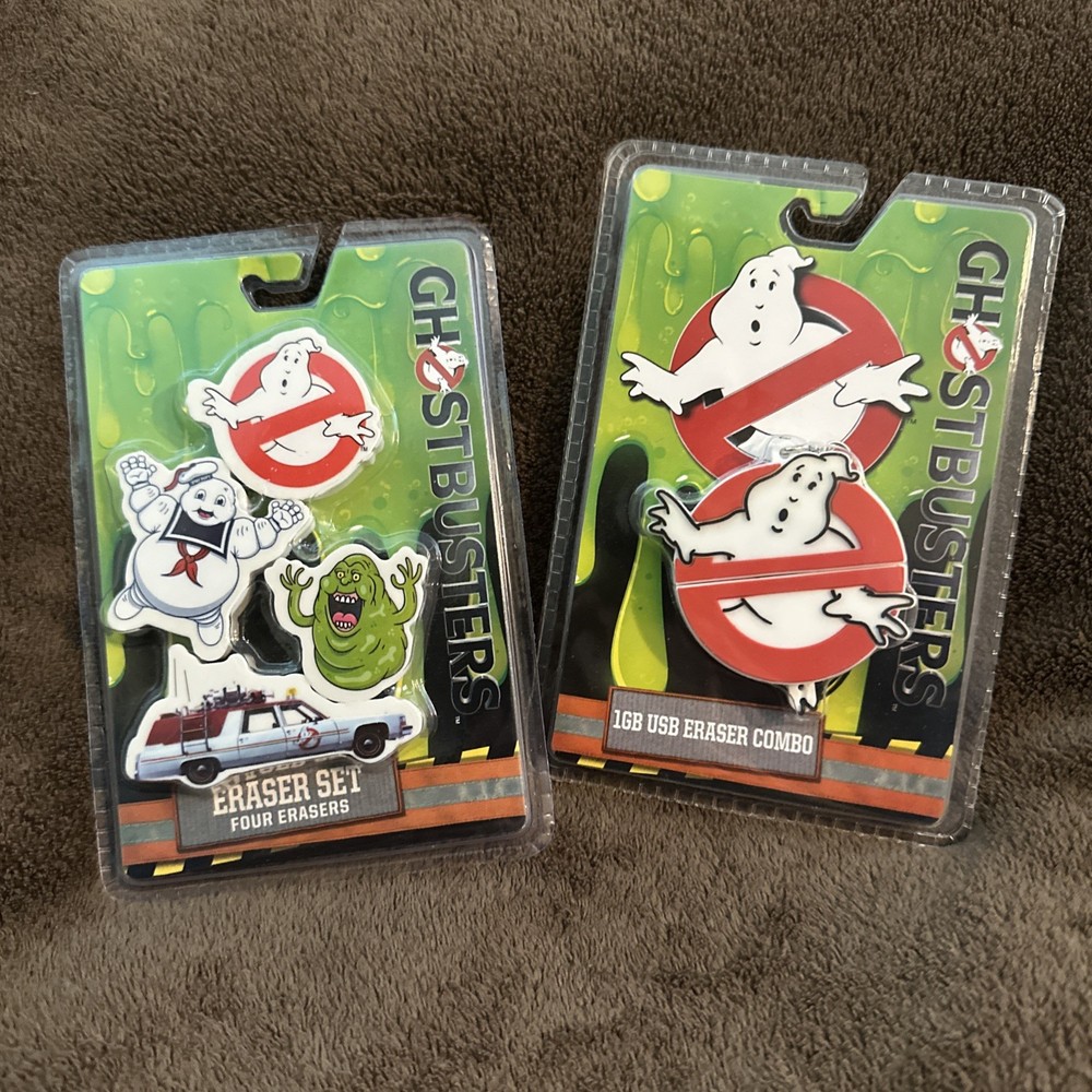 Ghostbusters 4 Piece Eraser Set New Sealed and Slimer Stay Puft Ecto 1 GB Combo