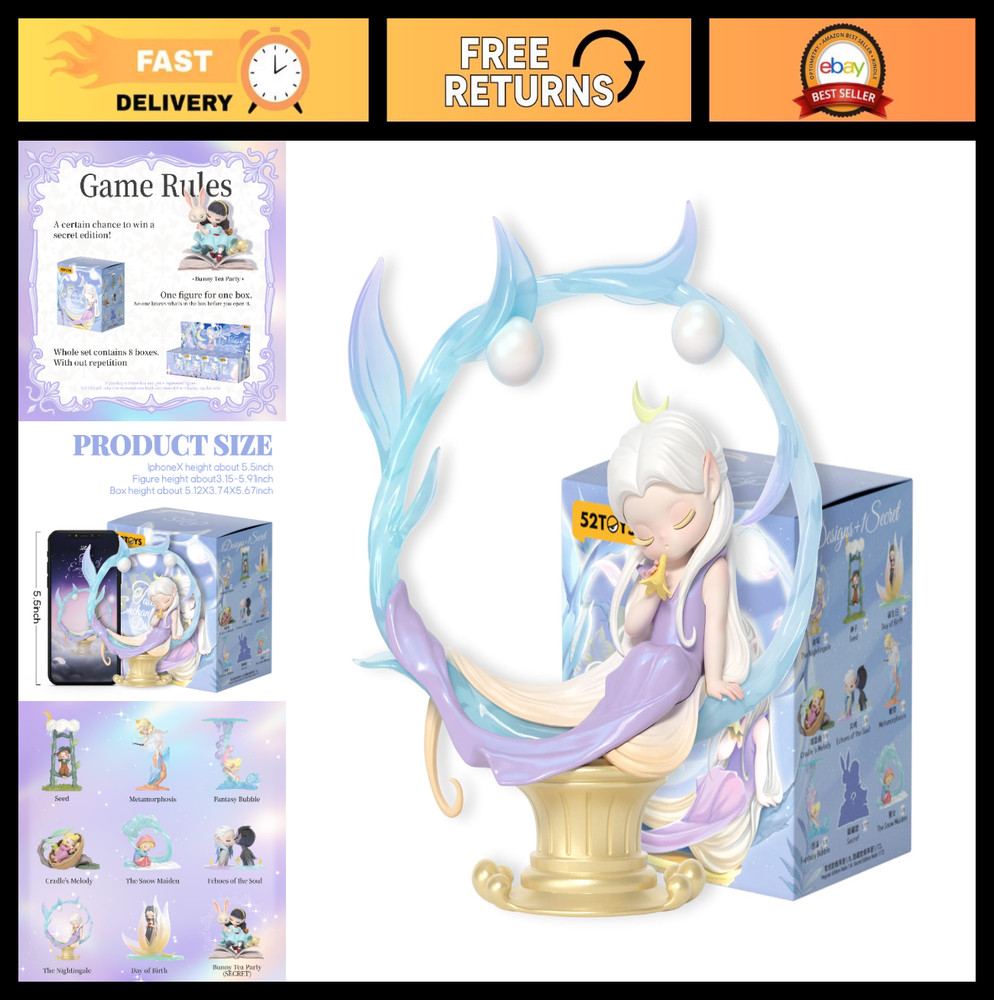 Collectible Kawaii Blind Box Toy – 52TOYS Sleep Dreamland Elves, 5.9 Inch Room D