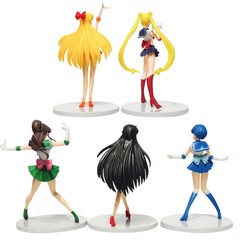 5PCS Sailor Moon Anime Figures Usagi Rei Ami Minako PVC Model Set