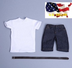 1/6 men summer casual shirt short Jeans hot toys phicen muscular Ganghood ❶USA❶