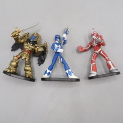 Lot of 3 Funko Power Rangers Hero World Series Red, Blue, and Goldar Figure base