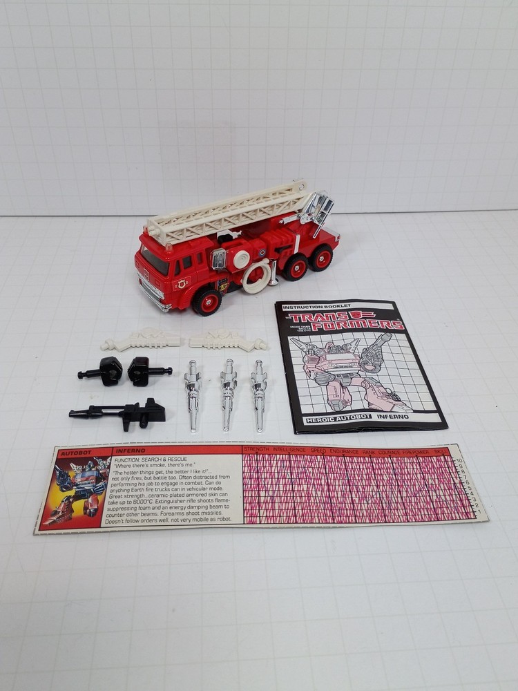 Transformers G1 Vintage Fire Truck Inferno Ladder 100% Complete with Paperwork