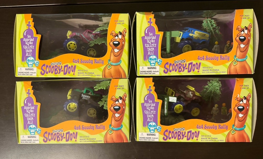 Scooby-Doo 4×4 Scooby Rally Set Of 4 Monster Trucks And Mini Figures 1999 Boley