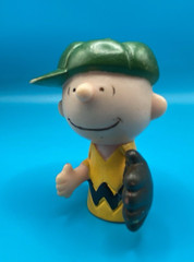 Vintage Charlie Brown Baseball Glove Green Hat 1950 Peanuts Figure