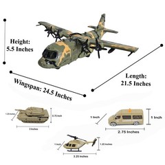 Military 21-Inch Cargo Plane C130 Bomber Bombs 12 Mix Vehicles 50 Army Soldiers