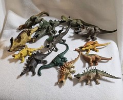 13 Dinosaur Toys Hard Plastic Dinosaurs Brontosaurus Stegosaurus Imperial Ukrd +