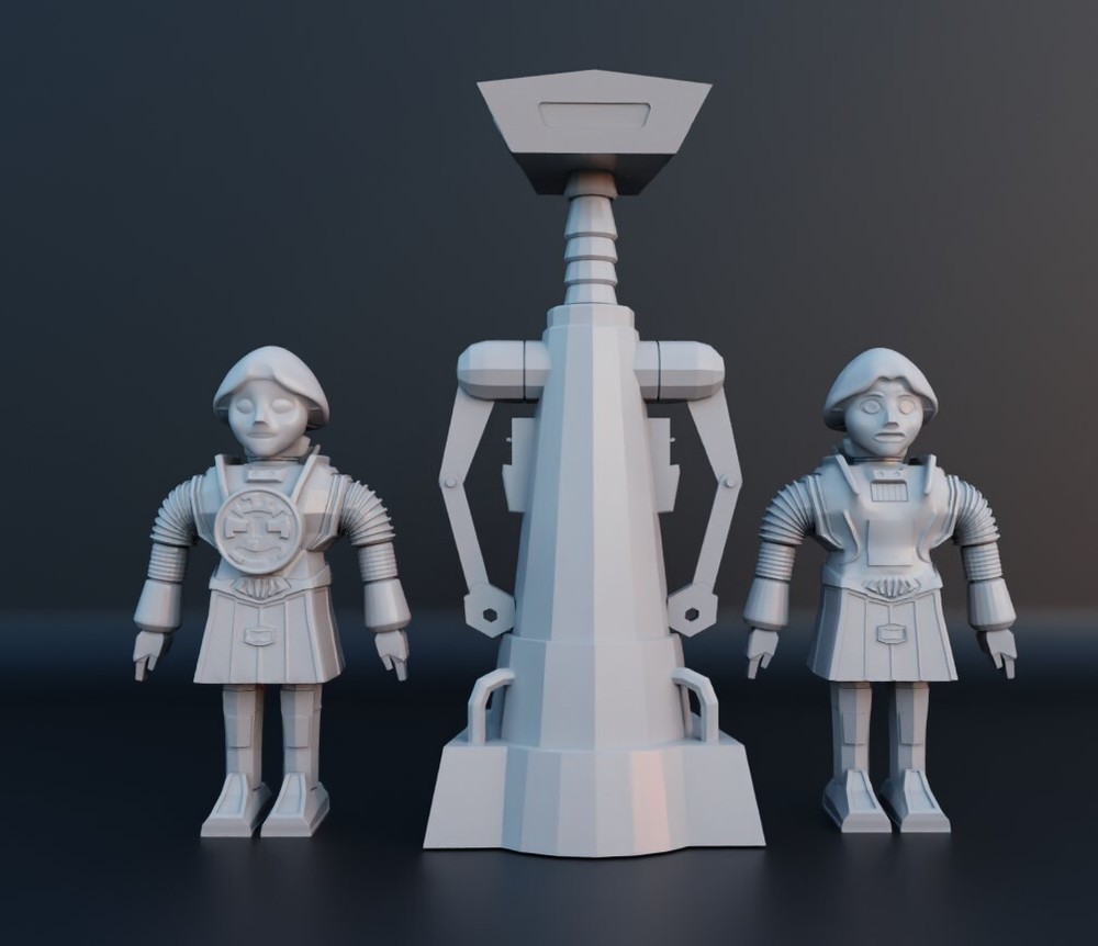 BUCK ROGERS Crichton, Twiki & Tina Figure robots 3.75 in (1:18) for vintage mego