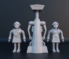 BUCK ROGERS Crichton, Twiki & Tina Figure robots 3.75 in (1:18) for vintage mego