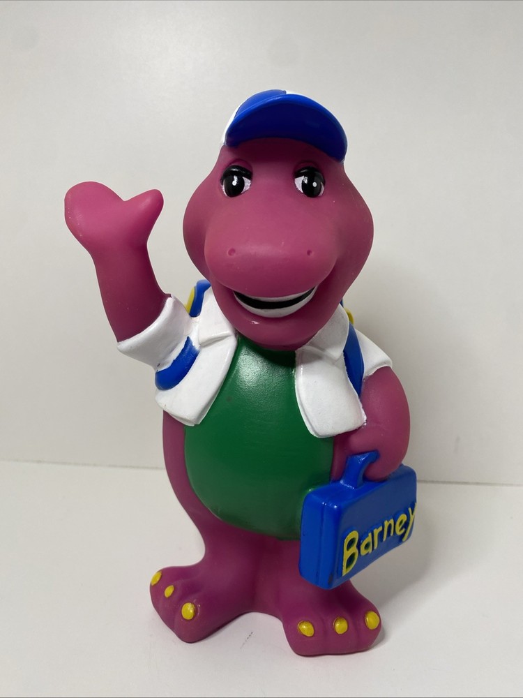 Vtg 1992 Lyons Group 7″ Barney Purple Dinosaur Coin Piggy Bank Back to School