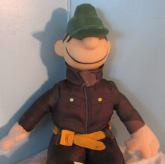 Beetle Bailey 6″ Sitting Brown Camo Soldier Plush plastic head