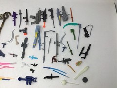 Mixed Toy Weapon Parts Lot Gundam Transformers Staff Knives Guns Mace Ax Shield
