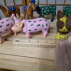 Ankyo Target Party Farm Animal W/Party Hat LOT OF 5 Pig Cow Horse Chicken Sheep