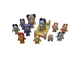 Bluey and Friends Figure Lot with Bed Accessory 12 Piece Set Bingo Muffin Rusty
