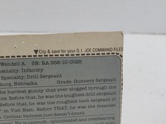 RARE*Brazil LEATHERNECK Vintage File Card Only Gi Joe 1986 Special Mission