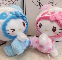 Sanrio Hello Kitty Pink Blue Gingham Plaid Winking Angel Plush Dolls y2k Kawaii