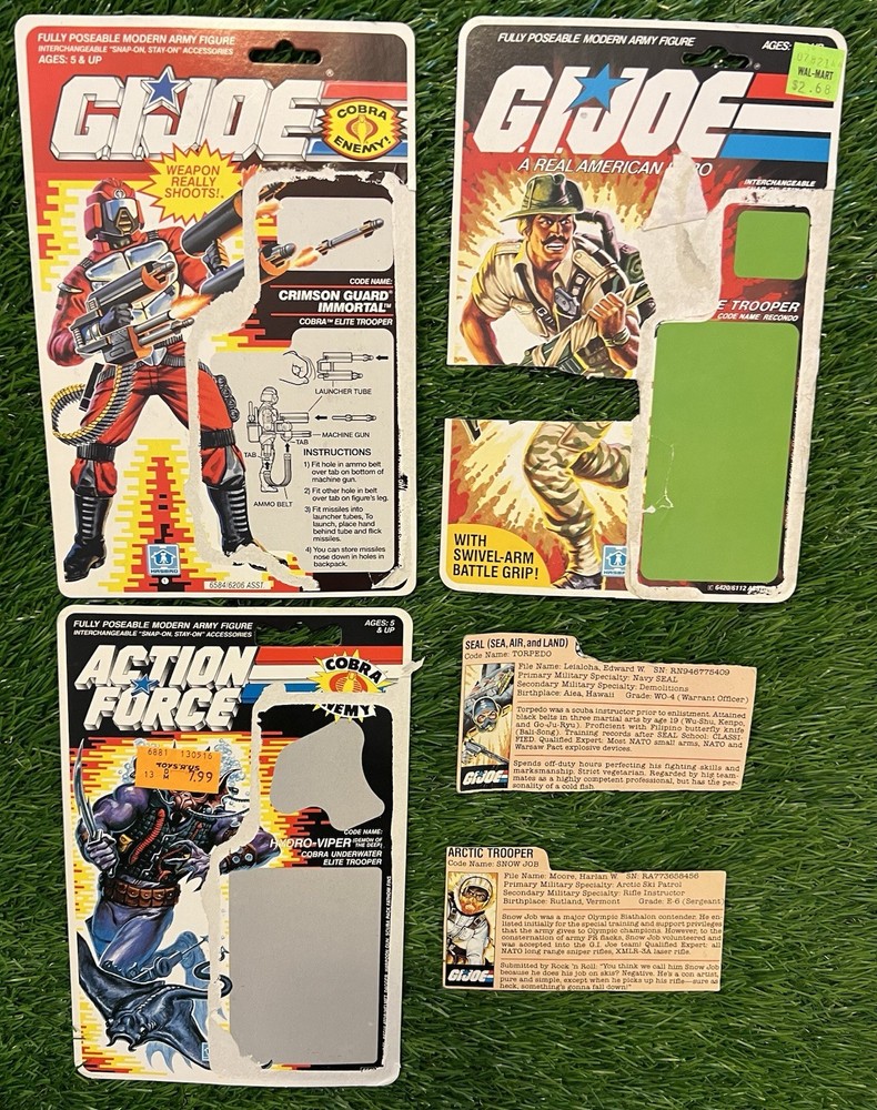 G.I. Joe File Cards Card Backs Snow Job Recondo Lot Of 5 Vintage 80s
