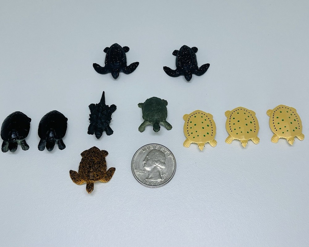 Lot Of 10 Turtles Hard Plastic And Rubber
