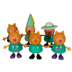 Peppa Pig Candy Cat Figure Lot of 6 Jazwares Articulated Friends Orange Green