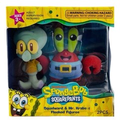 Nickelodeon SpongeBob SquarePants Flocked Figures Squidward Mr. Krabs Set 02 NIB