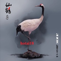 JXK 1/6 Red-crowned Crane Model + Base Grus Japonensis Animal Figure Gift Decor