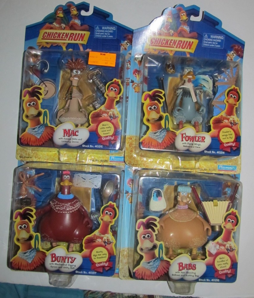 Set of 4 Vintage 2000 Chicken Run Movie Action Figures BABS-BUNTY-MAC-FOWLER NEW