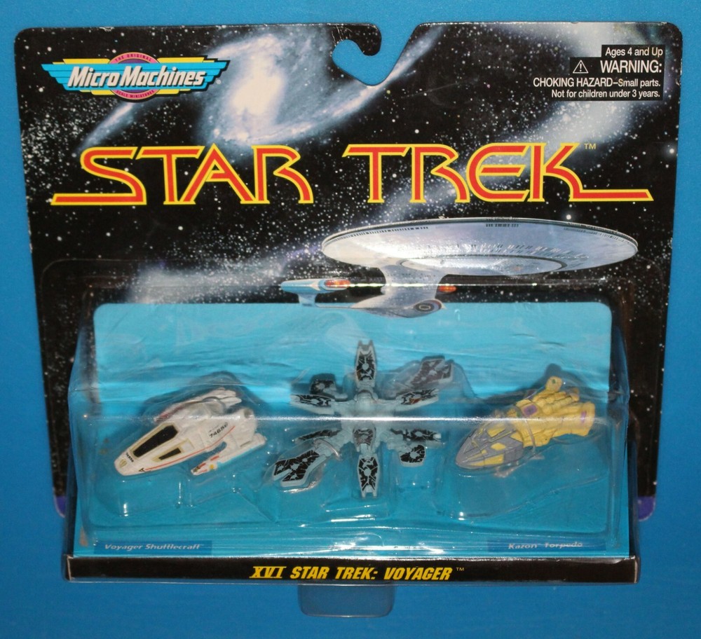 STAR TREK MICRO MACHINES 16 XVI ARRAY, KAZON TORPEDO, VOYAGER SHUTTLE 2nd MOC