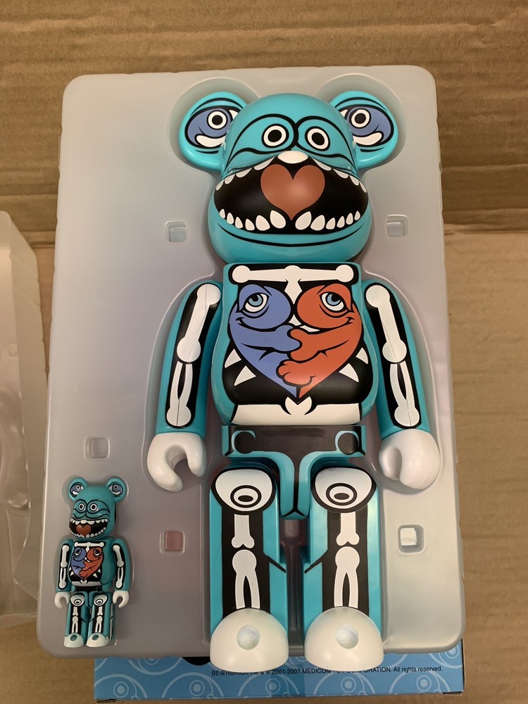 Medicom BearBricks x Ron English 400% & 100% SDCC 2007 Signed & With Box LTD ED
