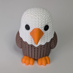 3D Printed Eagle Figure, Crochet Texture Desk Decor, Knit Bird Decor